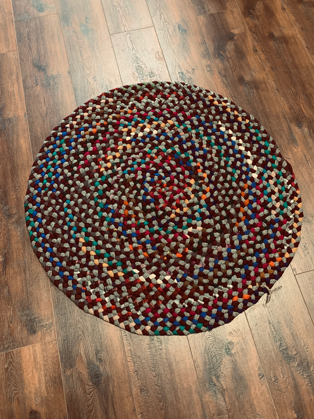 Hand Braided Multi-Color Wool Rug