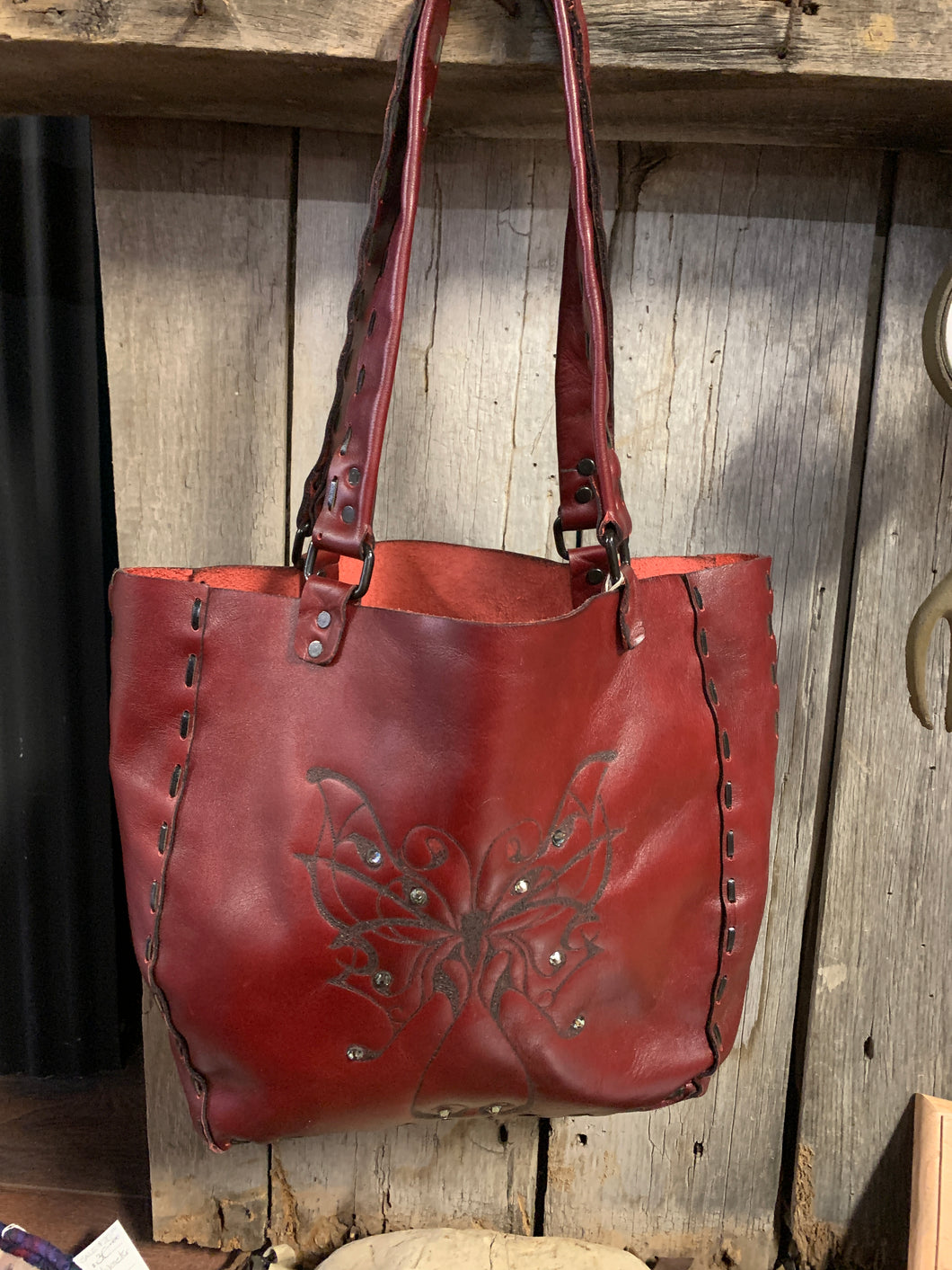 Red Leather Butterfly Purse